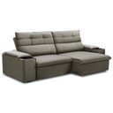 Ver imagem 6 de Sofá Retrátil Reclinável para Sala 3 Lugares 245cm Gordon F04 Veludo Marrom Claro - Lyam Decor