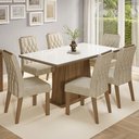 Ver imagem 1 de Conjunto Sala de Jantar Tampo de Vidro 6 Cadeiras Rustic/Branco/Imperial Avenca Madesa