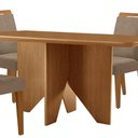 Ver imagem 2 de Mesa Evora 120 Mdf Canto Copo e com 4 Cadeiras Athenas Veludo Capuccino-naturalle-naturalle