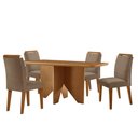 Ver imagem 7 de Mesa Evora 120 Mdf Canto Copo e com 4 Cadeiras Athenas Veludo Capuccino-naturalle-naturalle