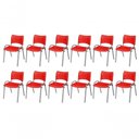 Ver imagem 1 de Cadeira Iso Base Cinza, Igreja, Escola, Escritório - Vermelho Kit 12 Peças