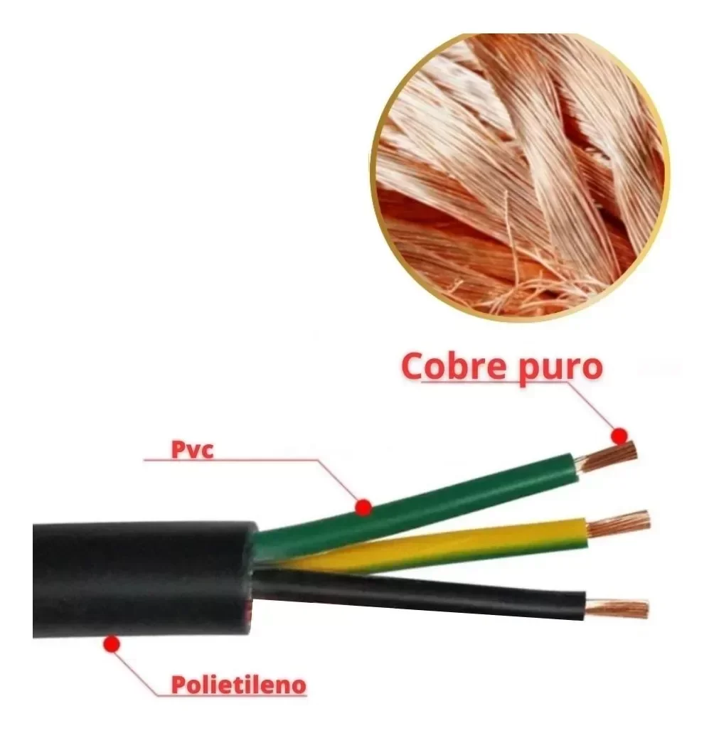 Fio Cabo Flexivel Pp 3 Vias 3x2,5mm Rolo 100mts P/ Extensao - 7
