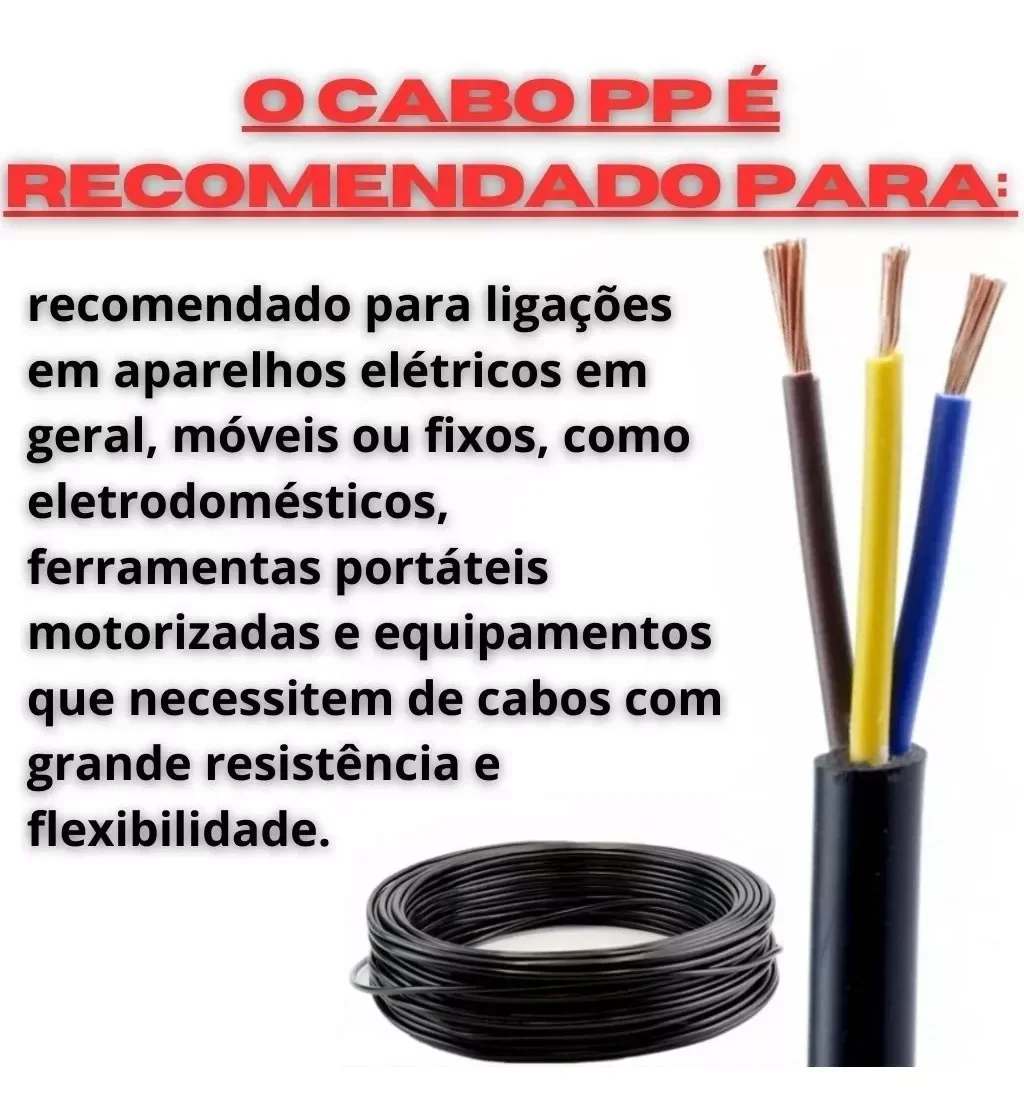 Fio Cabo Flexivel Pp 3 Vias 3x2,5mm Rolo 100mts P/ Extensao - 6