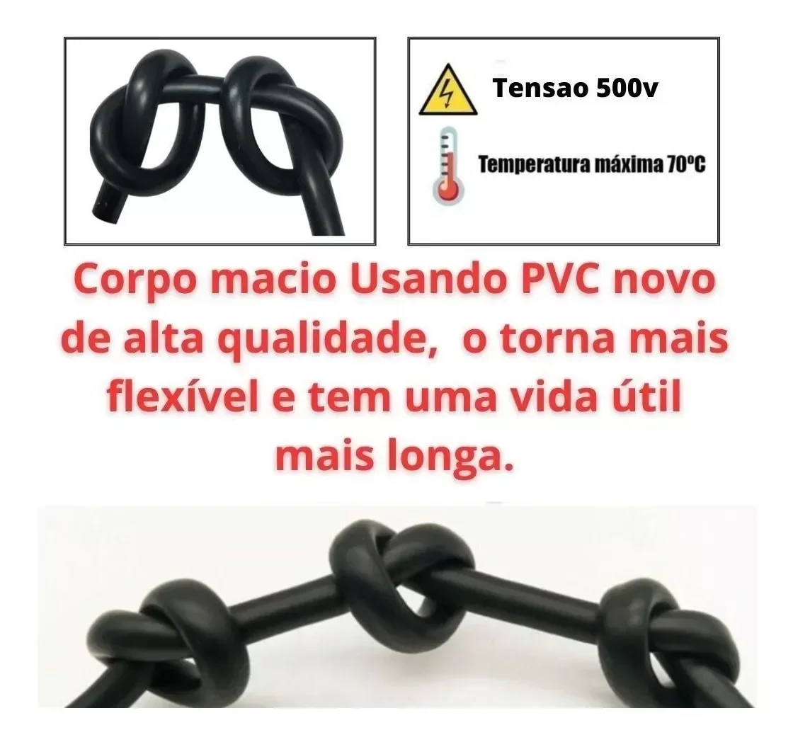 Fio Cabo Flexivel Pp 3 Vias 3x2,5mm Rolo 100mts P/ Extensao - 10