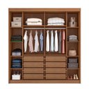 Ver imagem 5 de Guarda Roupa Casal 2 Portas 8 Gavetas 100% MDF com Espelho Trieste Marrom/Cumaru