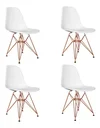 Ver imagem 3 de Conjunto De Jantar Eames De Ferro Cobre Tampo Redondo 110cm Vidro 4 Cadeiras Brancas