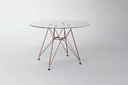 Ver imagem 2 de Conjunto De Jantar Eames De Ferro Cobre Tampo Redondo 110cm Vidro 4 Cadeiras Brancas