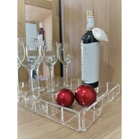 Bandeja Acrílico Transparente Bisotê 40 X 30 X 5 X 6 Mm Esp.