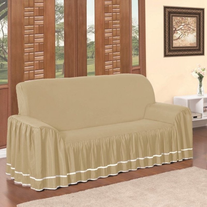 Forro de Sofa para Sala Dalila 3 Lugares Avelã Malha Exclusiva ...