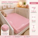 Ver imagem 2 de Lençol p/ Berço Infantil Padrão Americano Bebê 100% Algodão - Rosa