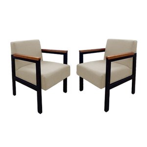 Conjunto 2 Poltronas Minas Estilo Industrial GDecor - Linho Nude Bege