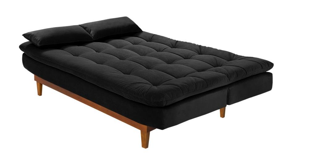 Sofá Cama Dubai Madero Reclinável 3 Lugares Suede Preto 381 Império - 4