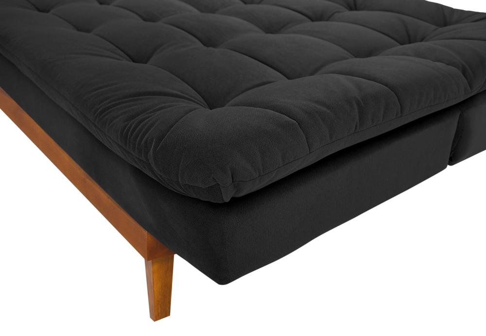 Sofá Cama Dubai Madero Reclinável 3 Lugares Suede Preto 381 Império - 5