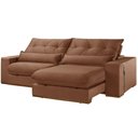 Ver imagem 1 de Sofá com Chaise B020 3 Lugares Retrátil e Reclinável 210cm Terracota Meu Sofá Online