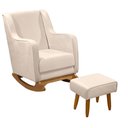 Ver imagem 2 de Poltrona de Amamentação Aquila Balanço com Puff Veludo Bege