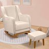 Poltrona de Amamentação Aquila Balanço com Puff Veludo Bege - 1