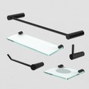 Ver imagem 2 de Kit de Acessórios para Banheiro Grego Metal 5 Peças Suporte Prateleira Redondo Preto Fosco Acetinado