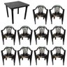 Kit 10 Cadeiras Preta 182Kg e 1 Mesa Desmontável 83cm - 1