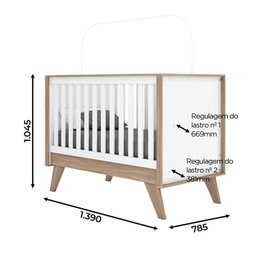 Berço Mini Cama Confete Branco/Jequitibá com Colchão Baby Physical - Móveis Henn - 5