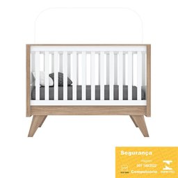 Berço Mini Cama Confete Branco/Jequitibá com Colchão Baby Physical - Móveis Henn - 4