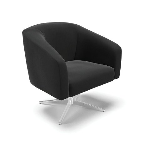 Cadeira Sala de Jantar Giratória Base Cromada Stella Suede D03 - D'Rossi Cor Preto
