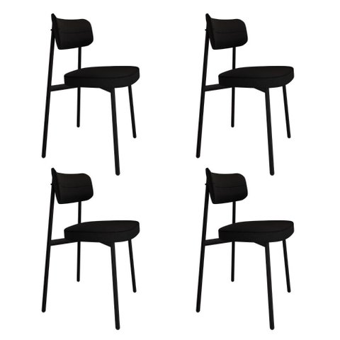 Conjunto 4 Cadeiras de Jantar Alloa com Estr.Preta
