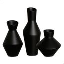 Ver imagem 1 de Trio de Vasos Decorativos de Cerâmica Organic Preto Fosco Joelma Decorações