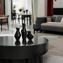 Ver imagem 4 de Trio de Vasos Decorativos de Cerâmica Organic Preto Fosco Joelma Decorações