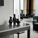 Ver imagem 5 de Trio de Vasos Decorativos de Cerâmica Organic Preto Fosco Joelma Decorações