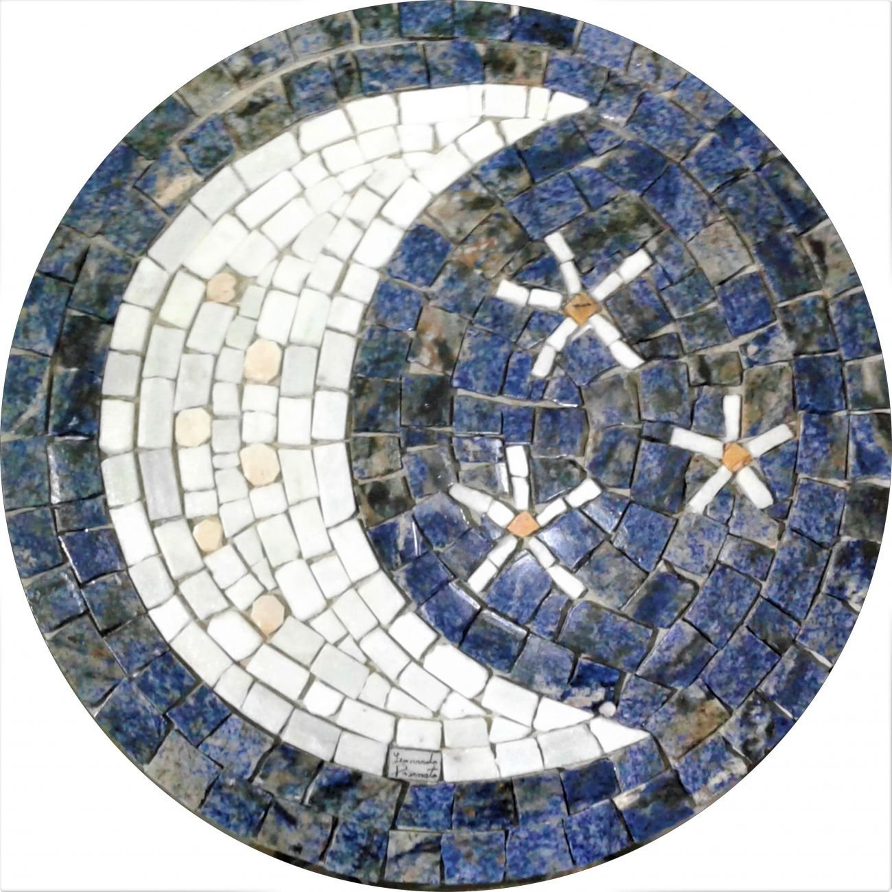 Rosone Mosaico Contemporâneo Lua em Mosaico I 70cm