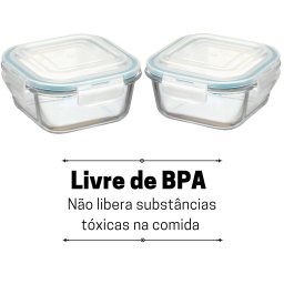 Kit Potes De Vidro Herméticos 4 Peças Quadrado 310ml - 4