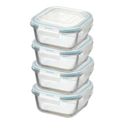 Kit Potes De Vidro Herméticos 4 Peças Quadrado 310ml - 1