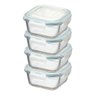 Kit Potes De Vidro Herméticos 4 Peças Quadrado 310ml - 1