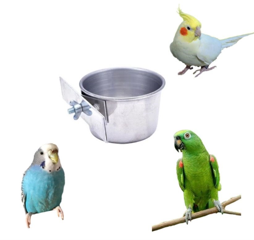 Kit 02 Comedouros Alumínio Para Papagaios Periquitos Calopsitas e Outros