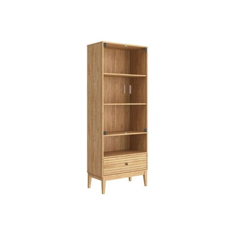 Cristaleira Sala Jantar Mb 1057 C/ 2 Portas de Vidro e 1 Gaveta Mel - Movelbento