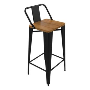 Banqueta Alta Bistro com Encosto de Aço Industrial Tolix Iron Sublimado