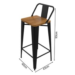 Banqueta Alta Bistro com Encosto de Aço Industrial Tolix Iron Sublimado - 2