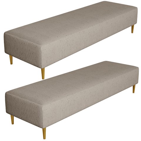 Kit 02 Puffs Decorativo Sala de Estar Bali W01 Pés Palito 190x60cm Linho Bege - Lyam Decor