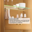 Ver imagem 6 de Cristaleira 76cm 3 Portas 1 Gaveta com LED e Pés em Madeira Maciça Pandora Espresso Móveis