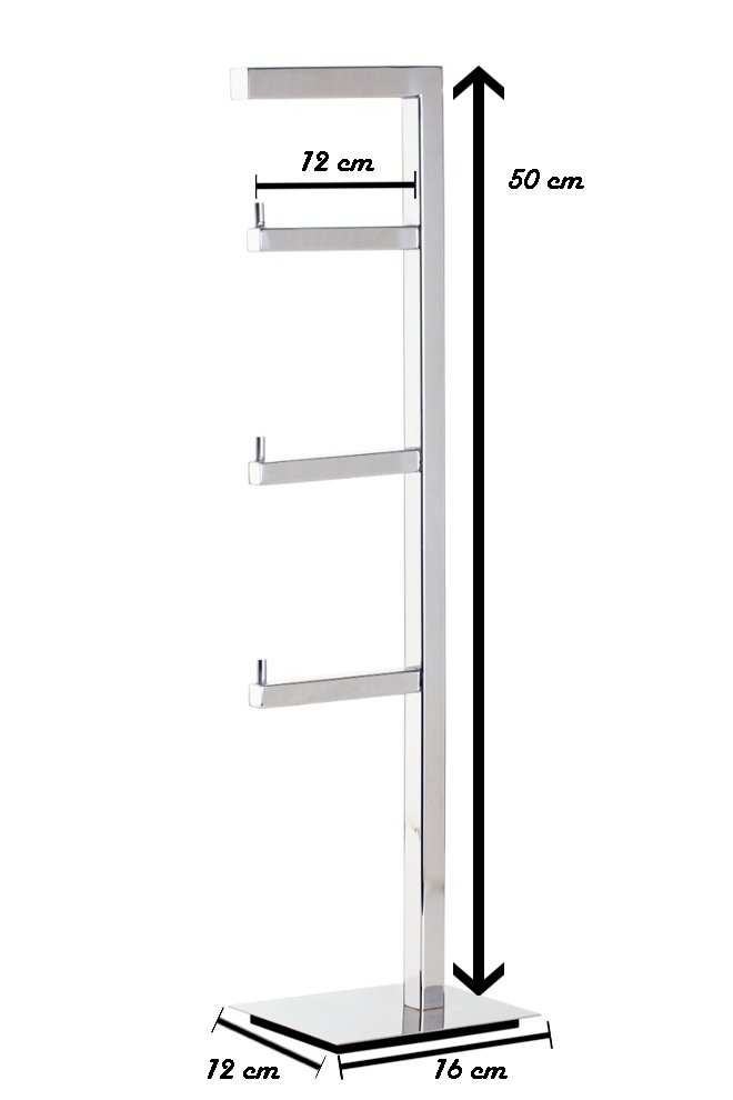 Papeleira Vertical Piso 3 Rolos 60cm Porta Papel Higiênico Banheiro Aço Inox Polido Brilhante Linha  - 5