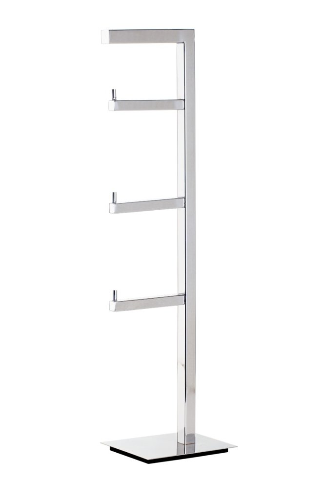 Papeleira Vertical Piso 3 Rolos 60cm Porta Papel Higiênico Banheiro Aço Inox Polido Brilhante Linha 