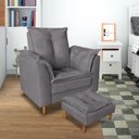 Ver imagem 1 de Poltrona Confortável para Amamentação com Puff Fibras Macias Cinza