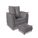 Ver imagem 2 de Poltrona Confortável para Amamentação com Puff Fibras Macias Cinza