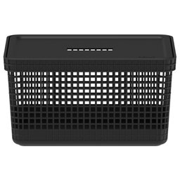 Cesto Caixa Organizadora Grid 20Lts com Tampa Ou Martiplast Cor:Preto - 7