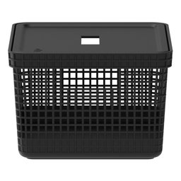 Cesto Caixa Organizadora Grid 20Lts com Tampa Ou Martiplast Cor:Preto - 5