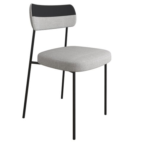 Cadeira Estofada Milli Corano/Linho F02 Preto/Cinza - Mpozenato