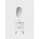 Ver imagem 4 de Gabinete para Banheiro com Cuba e Espelho Organico 60cm Retro Mdf Branco Milano - On Móveis