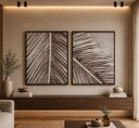 Ver imagem 1 de Duo Quadros Decorativos Canvas 80x65cm Arte Botânica Tropical Folhas Secas