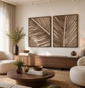 Ver imagem 2 de Duo Quadros Decorativos Canvas 80x65cm Arte Botânica Tropical Folhas Secas