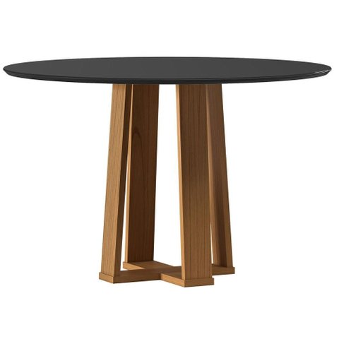 Mesa de Jantar Isabela 120x120 cm com Vidro Cinamomo Preto - New Ceval